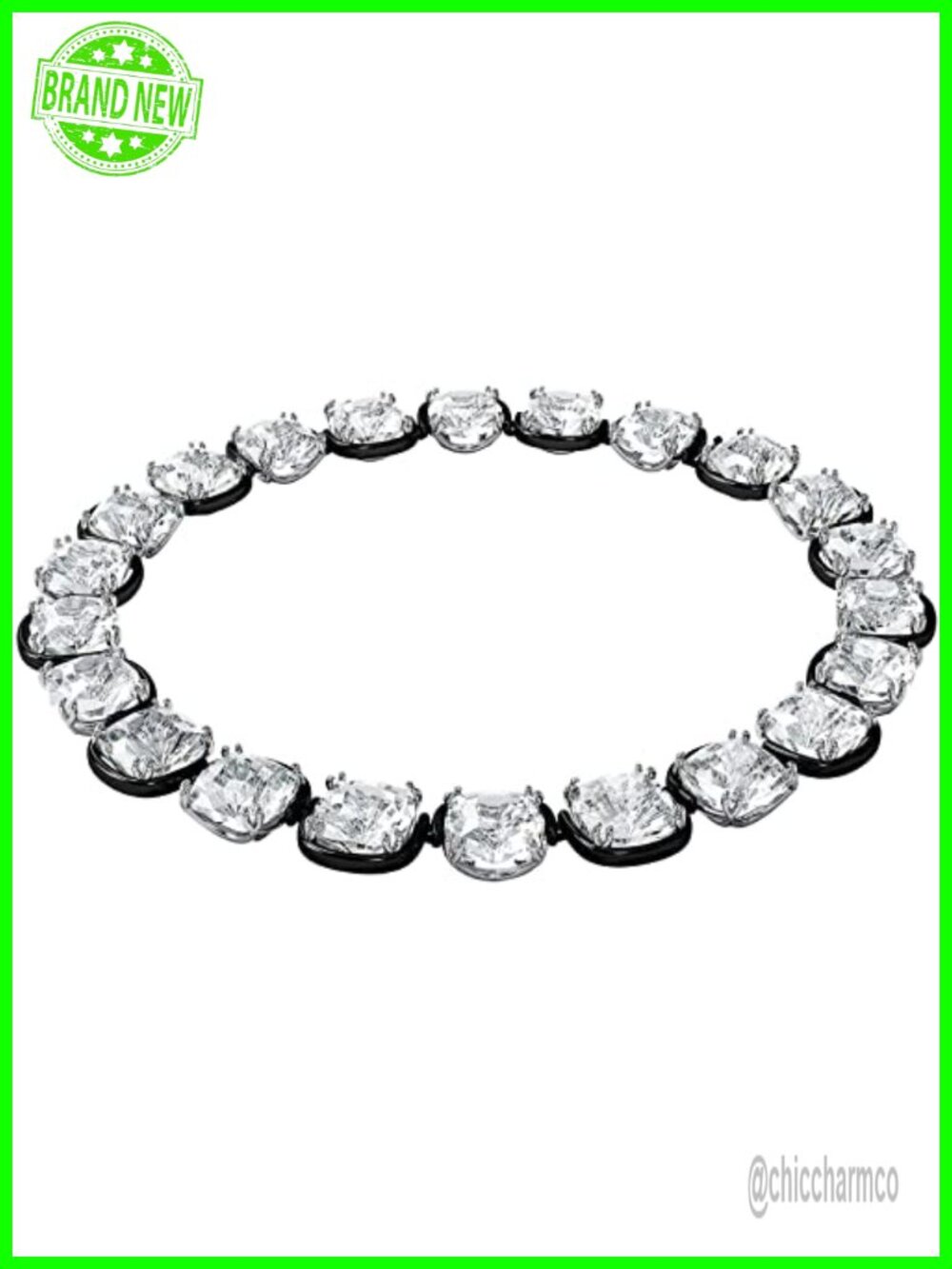 Crystal Choker Necklace Set 14 1/8 in Mixed Metal Finish Box Chain